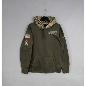 Detroit Lions Hoodie Mens Large Green NFL Football Nike Dri Fit Camo Sweatshirt